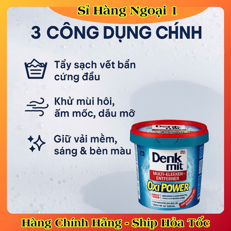 [Mẫu mới nhất] Bột giặt tẩy trắng quần áo Denkmit Oxi Power 750gr tẩy mạnh vết ố bẩn cứng đầu của Đức