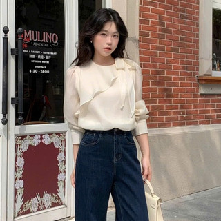 Áo Sơ Mi Tơ Óng Dài Tay Cổ Thắt Nơ Lệch Thanh Lịch 247store Asymmetric Tie Blouse Nữ Cao Cấp A.sominolech536