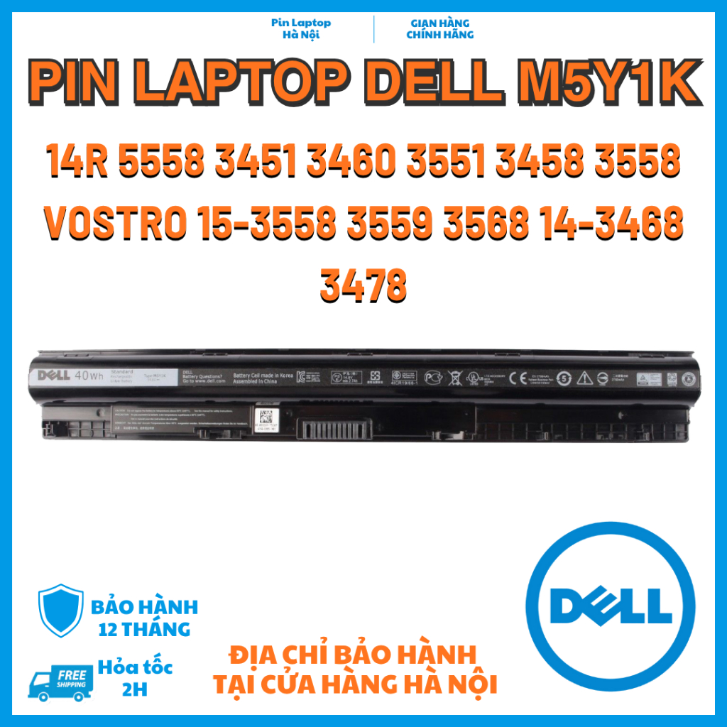 Pin Dell M5Y1K Vostro Inspiron 3451 3452 3458 3462 3465 3467 3552 3558 3559 3565 BH 12 Tháng