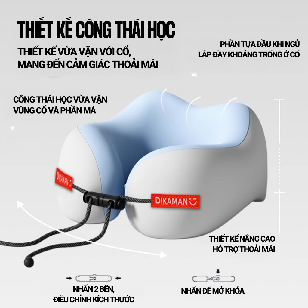 Kaleis Gối Kê Cổ Chữ U Cao Cấp – Gối Cao Su Non Công Thái Học Êm Ái, Nâng Đỡ & Bảo Vệ Cổ Khi Du Lịch, Làm Việc