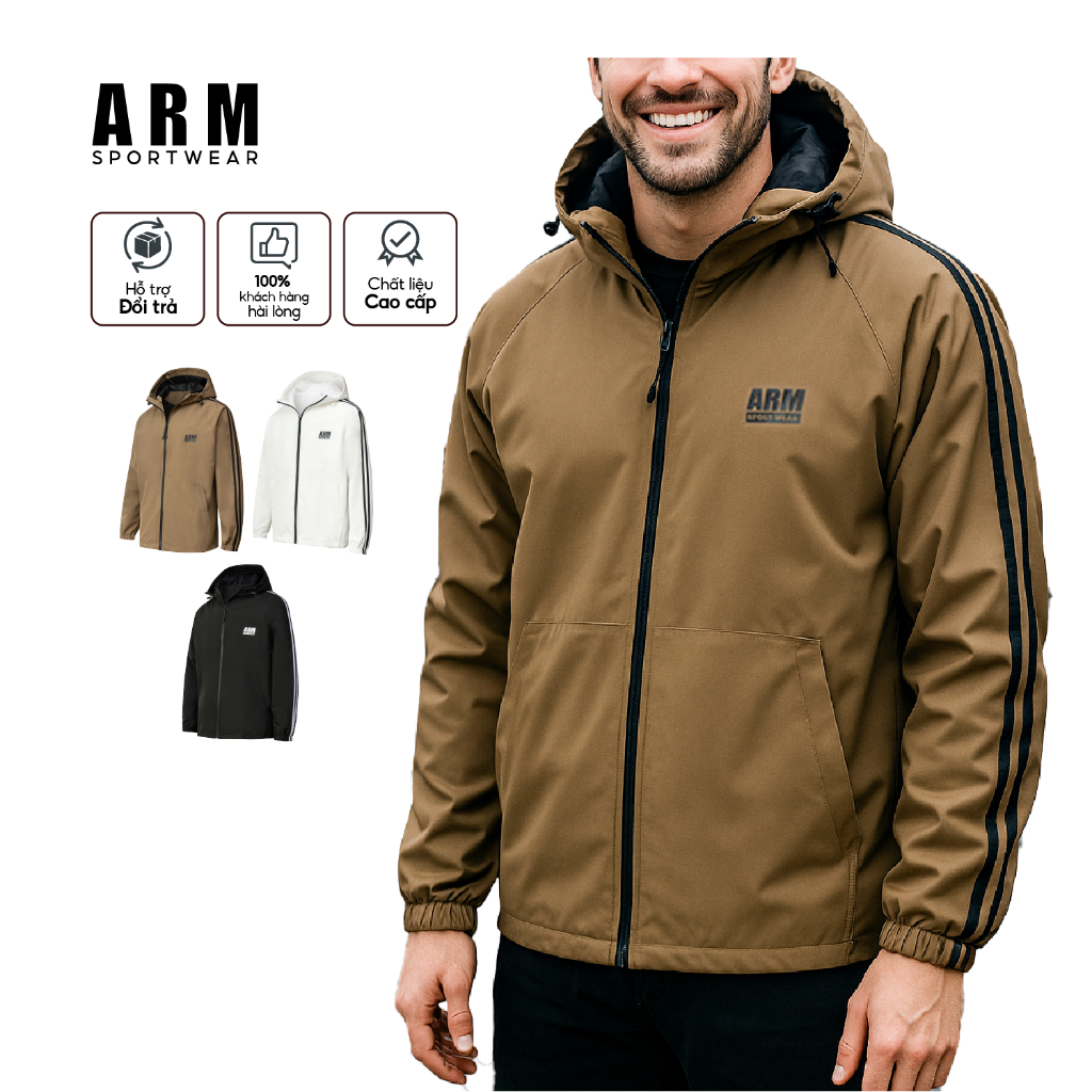 Áo Khoác Gió Nam HYPER JACKET ARM phom trẻ trung, thoải mái mặc chống nắng chống nước tập gym, chạy bộ