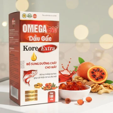 (hộp 100v) Viên dầu cá OMEGA 3,6,9 Dầu gấc Kore EXTRA Giúp bổ não, sáng mắt, khỏe tim mạch - dầu gấc omega