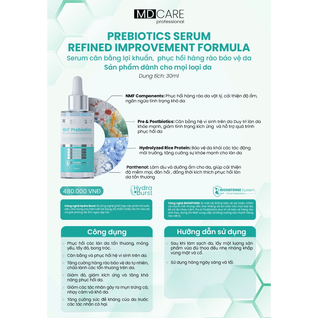 [ĐẠI LÝ CHÍNH HÃNG] Serum NMF Prebiotics MD Care 30ML
