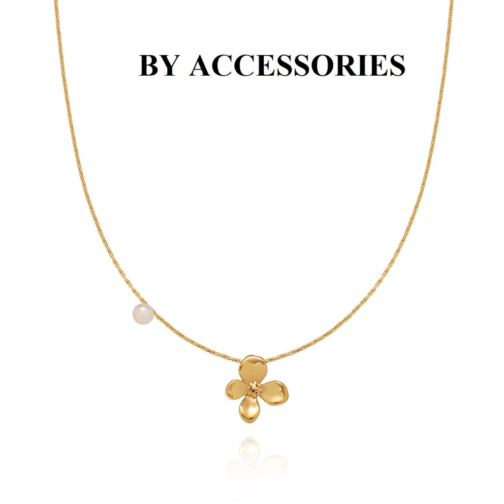 Dây chuyền nữ titan mặt hình hoa mộc tê mạ vàng 18K không gỉ WN2543 BY ACCESSORIES
