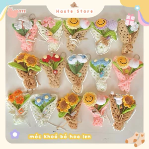 Móc Khoá Len Bó Hoa Mini Hướng Dương Tulip Lưu Ly Quà Tặng Tốt Nghiệp Handmade Dễ Thương