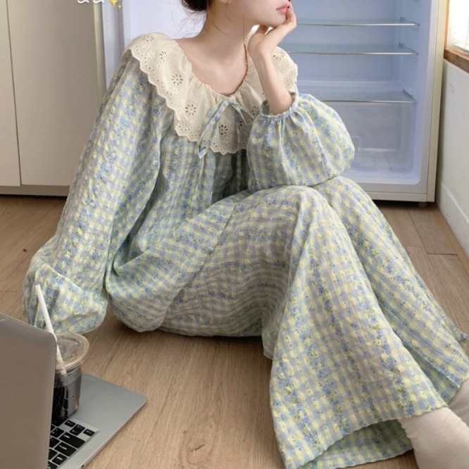 Bộ Pijama Nữ Mặc Nhà Mùa Hè Dài Tay Đũi Caro Bigsize Mặc Nhà Vải Mát Mềm Dễ Thương - PONA