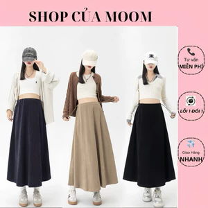 Chân váy bầu dáng xoè Nhà-Moom, Chân váy bầu công sở chất nỉ tăm hàn có dây rút chỉnh bụng