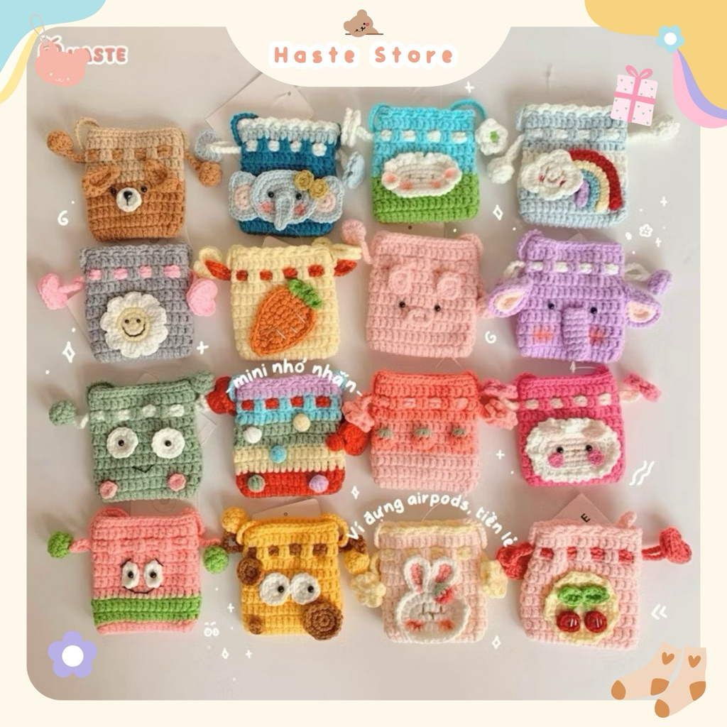 Túi Rút Len Mini Hoạ Tiết Giáng Sinh Noel Phong Cách Dễ Thương Quà Tặng Độc Đáo