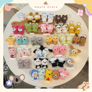 Móc Khoá Len Nhung Mini Animal Thú Len Động Vật Gấu Mèo thỏ Sư Tử Hổ Nhân Vật Hoạt Hình