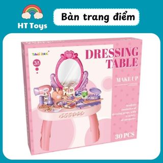 Bộ đồ chơi bàn trang điểm đầy đủ phụ kiện máy sấy son phấn quà tặng cho bé gái HT Toys