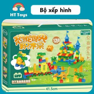 Đồ chơi lắp ráp công viên  khủng long size to 138 pcs mô hình cho bé HT Toys