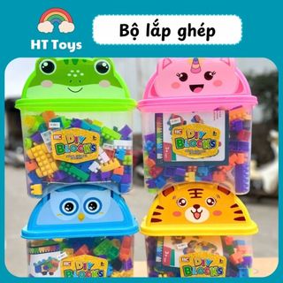 Hộp đồ chơi xếp hình cho bé 220 chi tiết  mô hình lắp ráp rèn luyện trí thông minh HT Toys