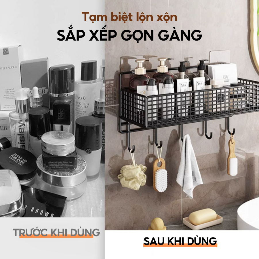 Kệ Để Đồ Nhà Tắm OENON, Kệ Nhà Bếp Chịu Tải 10KG, Giỏ Đựng Đồ Dán Tường Thép Không Gỉ Chắc Chắn