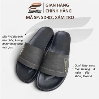 Dép Nam Quai Ngang Da Sít ShonHou SD-02-MÀU XÁM, Êm Chân, Chống Trượt, Hạn Chế Mùi Hôi