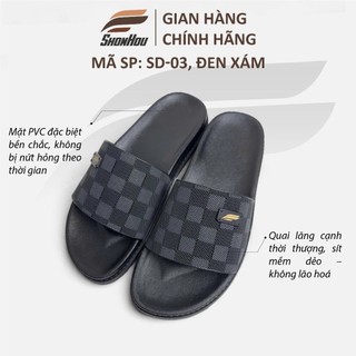 Dép Nam Quai Ngang Da Sít ShonHou SD-03-MÀU XÁM, Êm Chân, Chống Trượt, Hạn Chế Mùi Hôi