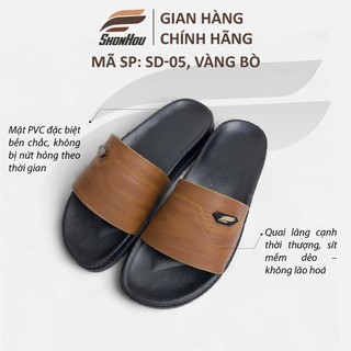 Dép Nam Quai Ngang Da Sít ShonHou SD-05, Êm Chân, Chống Trượt, Hạn Chế Mùi Hôi