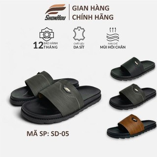 Dép Nam Quai Ngang Da Sít ShonHou SD-05, Êm Chân, Chống Trượt, Hạn Chế Mùi Hôi