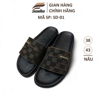 Dép Nam Quai Ngang Da Sít ShonHou SD-01-MÀU NÂU, Êm Chân, Chống Trượt, Hạn Chế Mùi Hôi