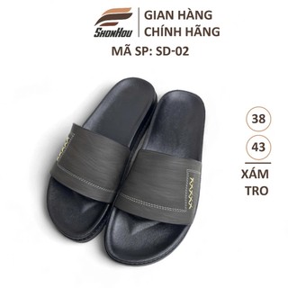 Dép Nam Quai Ngang Da Sít ShonHou SD-02-MÀU XÁM, Êm Chân, Chống Trượt, Hạn Chế Mùi Hôi