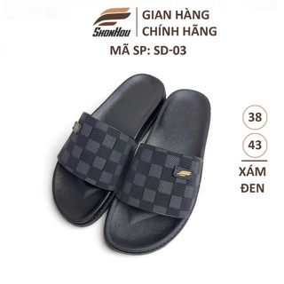 Dép Nam Quai Ngang Da Sít ShonHou SD-03-MÀU XÁM, Êm Chân, Chống Trượt, Hạn Chế Mùi Hôi