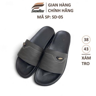 Dép Nam Quai Ngang Da Sít ShonHou SD-05-MÀU XÁM, Êm Chân, Chống Trượt, Hạn Chế Mùi Hôi