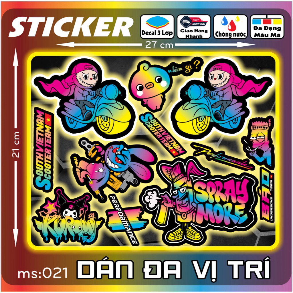 Tem dán Logo Sticker I love Việt Nam, Báo, Nín, LaBuBu dán xe máy xe điện nón bảo hiểm và vị trí khác [21-30]