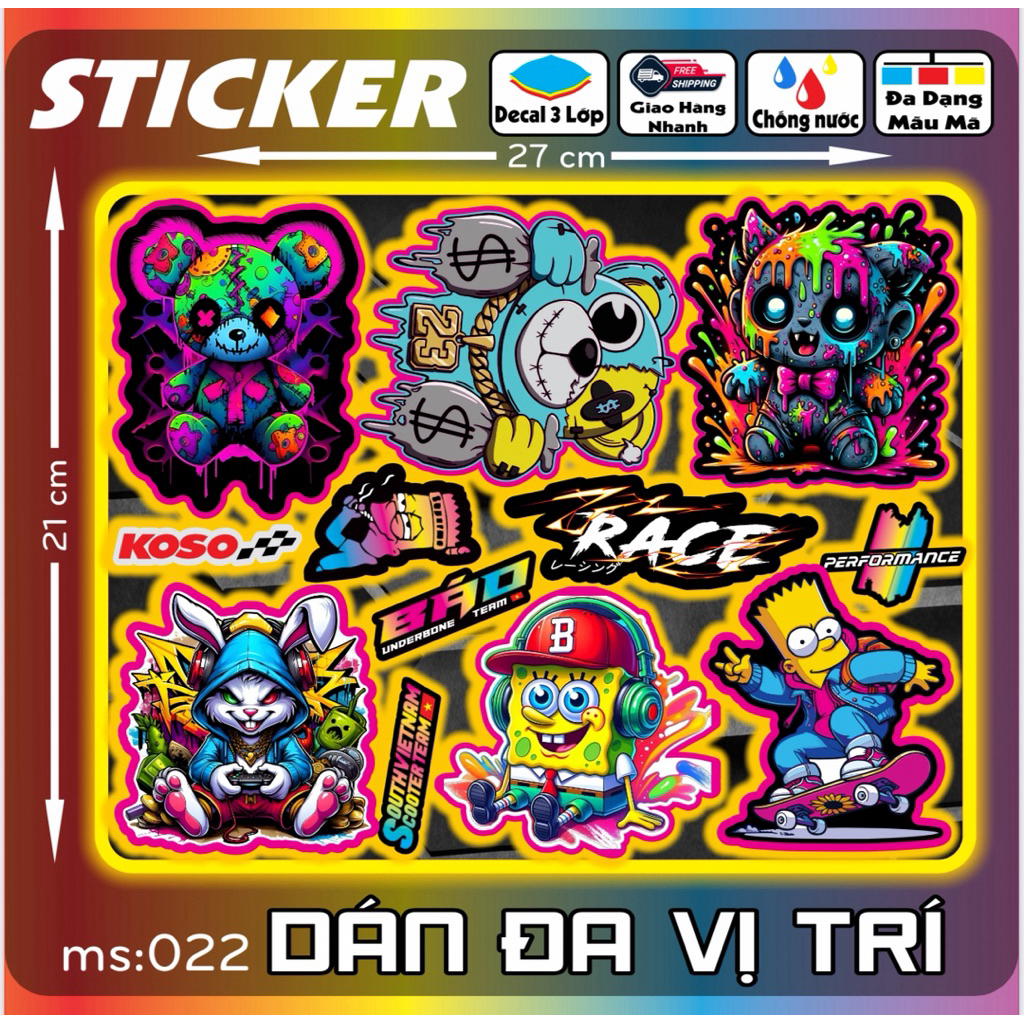 Tem dán Logo Sticker I love Việt Nam, Báo, Nín, LaBuBu dán xe máy xe điện nón bảo hiểm và vị trí khác [21-30]