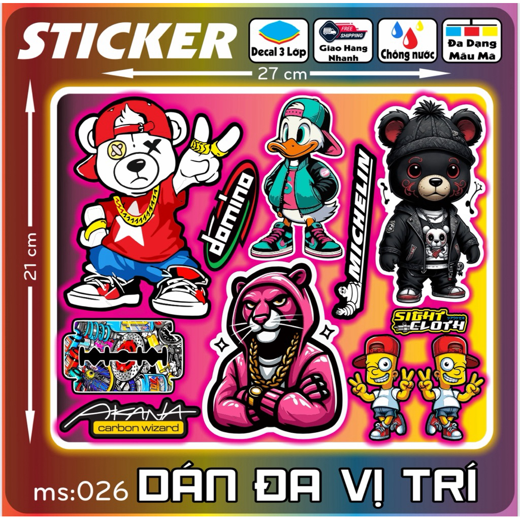 Tem dán Logo Sticker I love Việt Nam, Báo, Nín, LaBuBu dán xe máy xe điện nón bảo hiểm và vị trí khác [21-30]