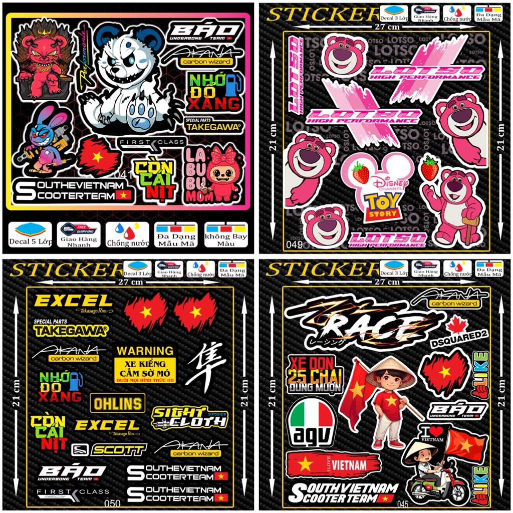 Tem dán Logo Sticker Gấu Dâu, Còn Cái Nịt, Gấu Quỷ dán xe máy xe điện ...