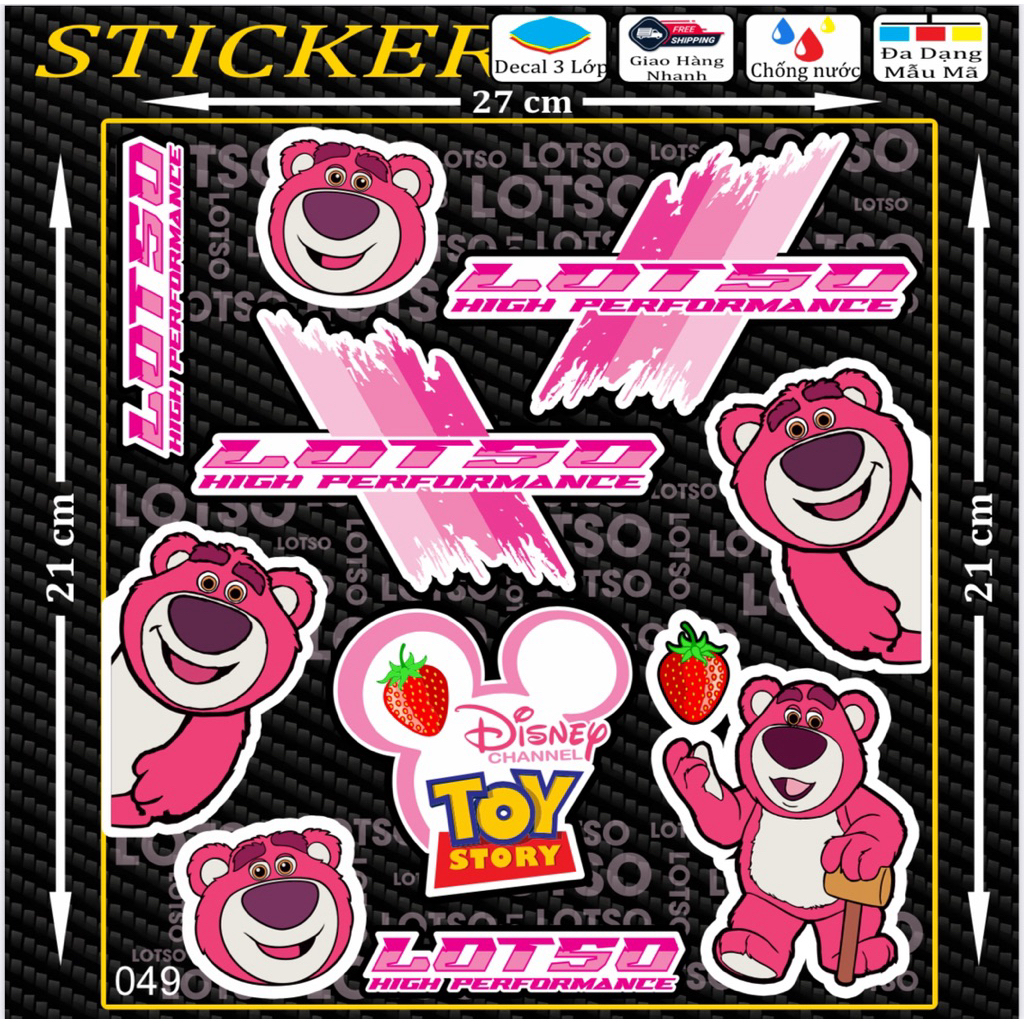Tem dán Logo Sticker Gấu Dâu, Còn Cái Nịt, Gấu Quỷ dán xe máy xe điện nón bảo hiểm và vị trí khác [41-50]