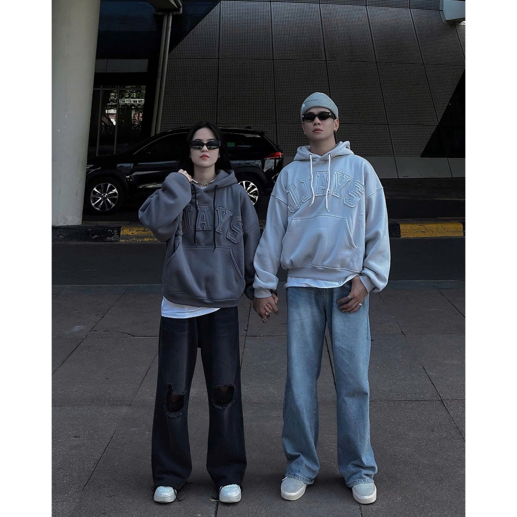 ÁO KHOÁC THÊU CHỮ NỔI JJAYS CÓ NÓN - ÁO CHỐNG NĂNG ĐI HỌC LOẠI CHUI HOODIES SSL
