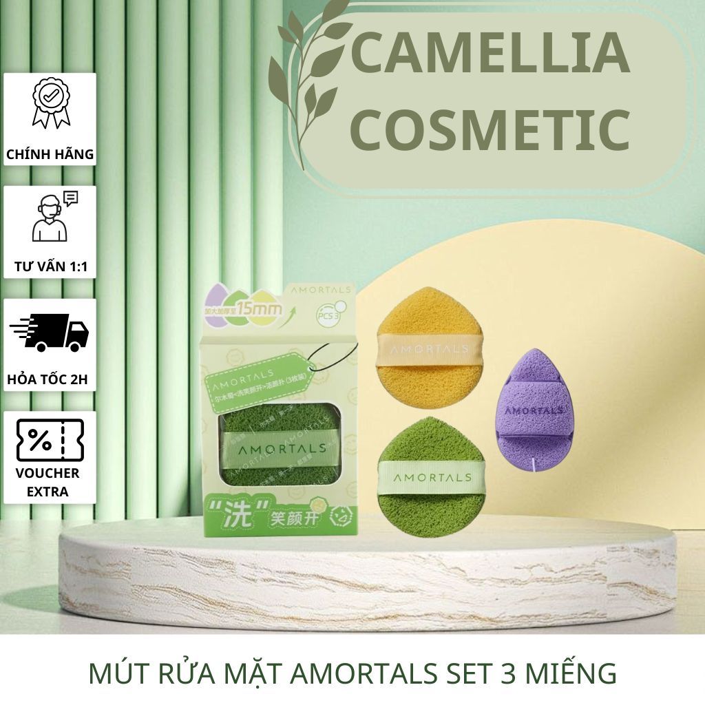 COMBO Hộp 3 Bông Mút Rửa Mặt Amortals