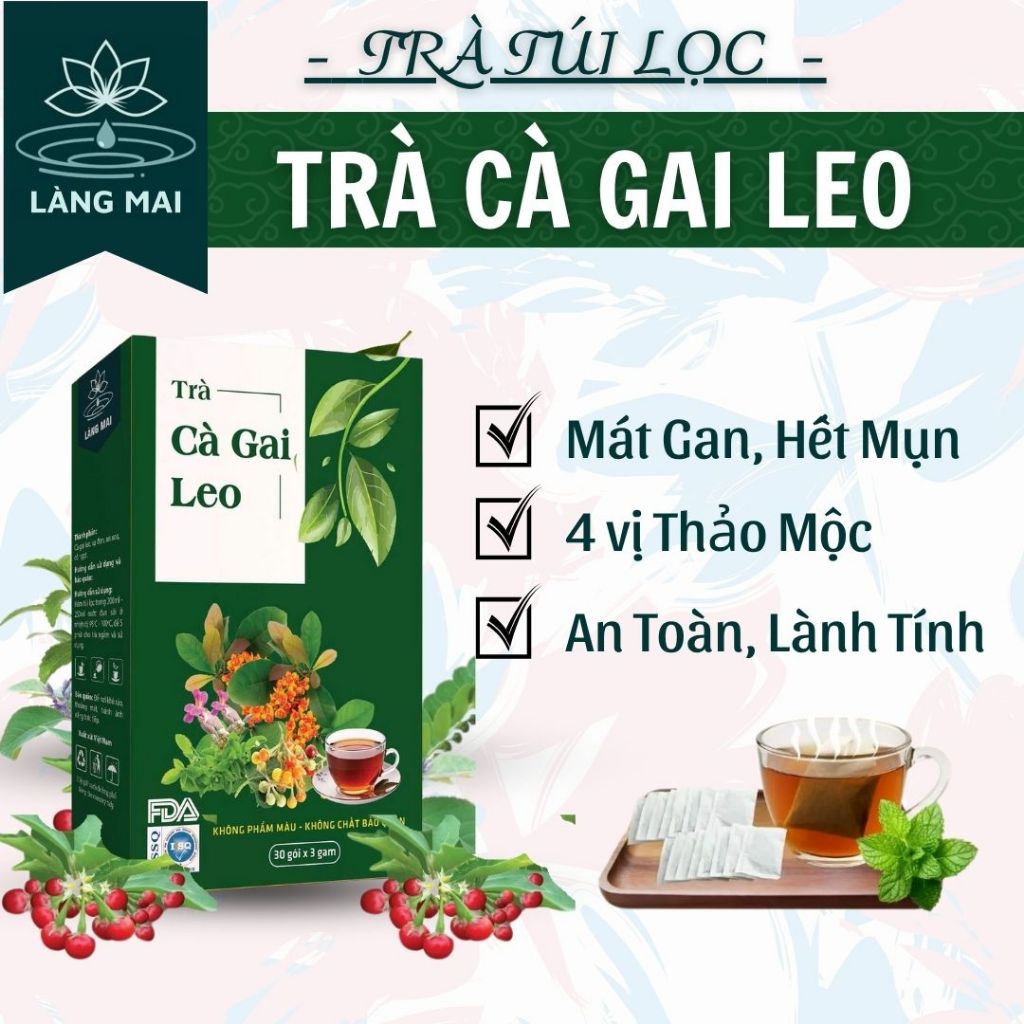 Trà Cà Gai Leo - Làng Mai - 4 vị Thảo Dược. Làm Mát Gan, sạch mụn, da sáng, Dạng Túi Lọc Tiện Lợi Dễ Uống