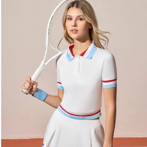 Áo Pickleball Nữ UYNSPORTY Croptop Tay Ngắn Phối Sọc Màu – Tennis, Pickleball , Áo Thể Thao Nữ