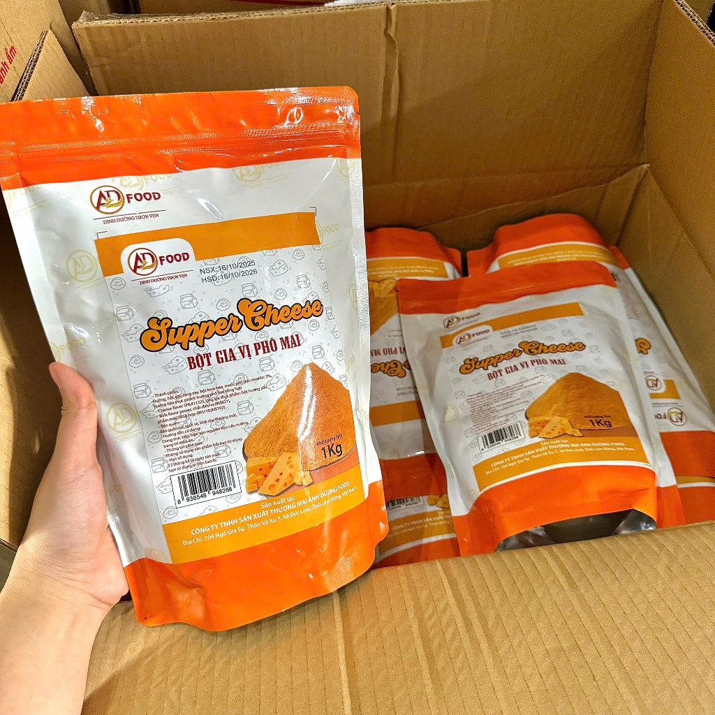 Sỉ 10kg Bột phô mai Supper Cheese ADFOOD  – dùng rắc trực tiếp lên các món chiên, snack, làm xốt phô mai