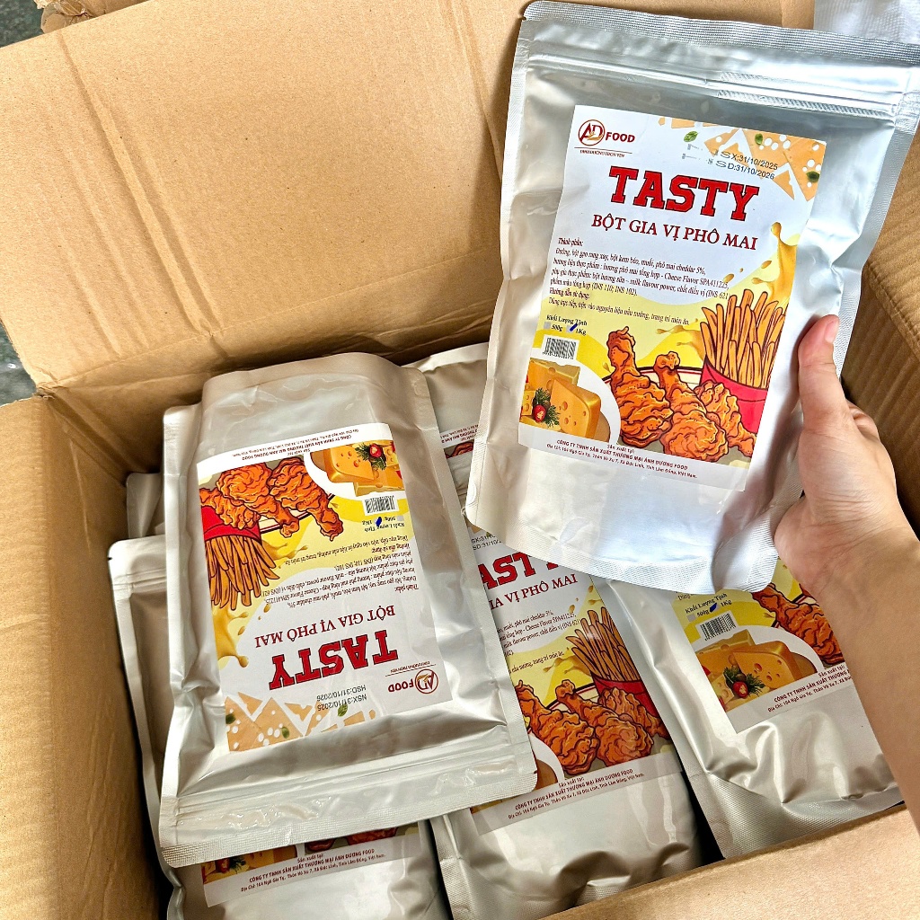 Sỉ 10Kg Bột phô mai Tasty ADFOOD –dùng rắc trực tiếp cho các món chiên, khoai tây chiên và trang trí món ăn