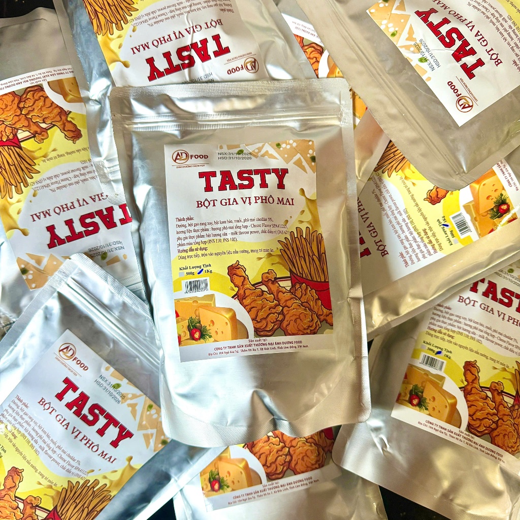 Sỉ 10Kg Bột phô mai Tasty ADFOOD –dùng rắc trực tiếp cho các món chiên, khoai tây chiên và trang trí món ăn