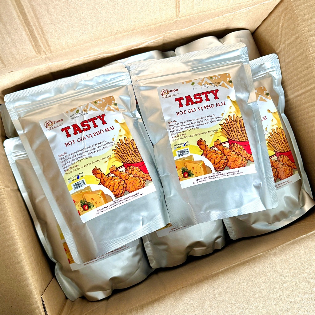 Sỉ 10Kg Bột phô mai Tasty ADFOOD –dùng rắc trực tiếp cho các món chiên, khoai tây chiên và trang trí món ăn