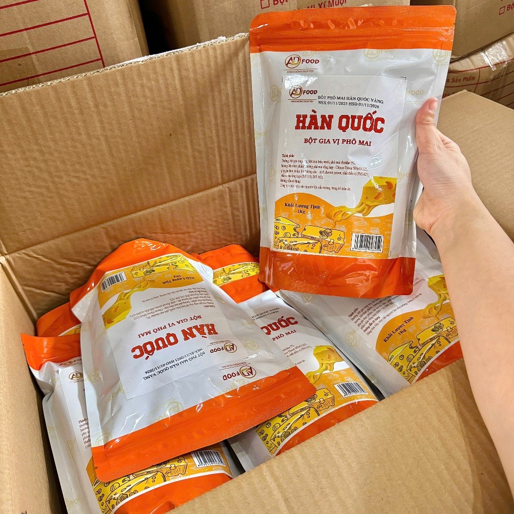 Sỉ 5Kg Bột phô mai Hàn Quốc Hồng ADFOOD – dạng bột mịn, đậm vị phô mai, phù hợp làm xốt chấm cho các món chiên
