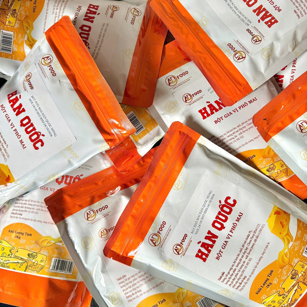 Sỉ 10Kg Bột phô mai Hàn Quốc Hồng ADFOOD – phù hợp làm xốt phô mai, lắc trực tiếp cho các món chiên, gà rán, khoai lang