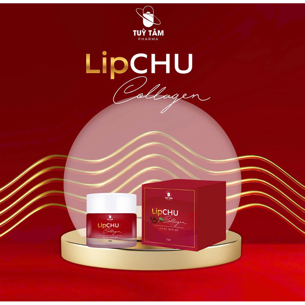 Son Kem Bùn LipCHU Collagen - Tuỳ Tâm Pharma Lì ịn Dễ Thoa Tán Lên Màu Chuẩn Làm Đầy Rãnh Môi Hợp Trend Hàn - Trung 10gr
