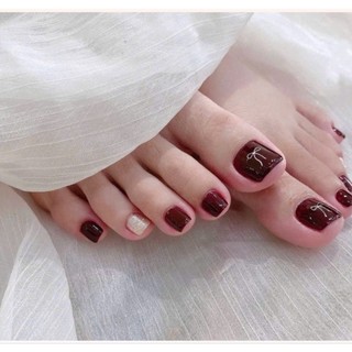 nailbox chân thiết kế phối màu nơ siêu xinh