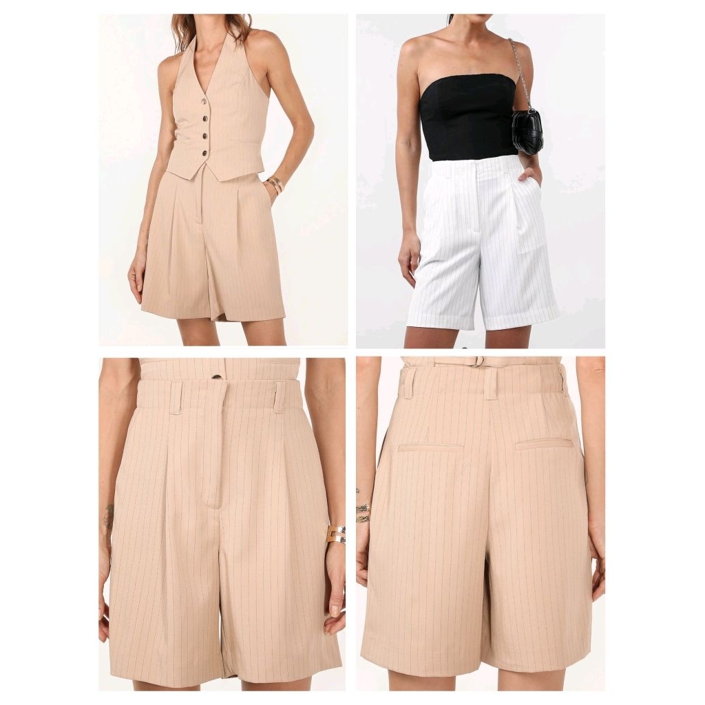 (BomoHouse) Quần short lửng kaki suông nữ lưng cao bigsize - dư xịn VNXK.