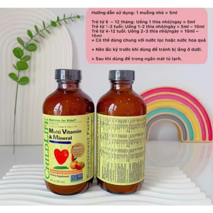 [Hàng Mỹ] Siro bổ sung Vitamin và khoáng chất Childlife Multivitamin & Mineral cho bé