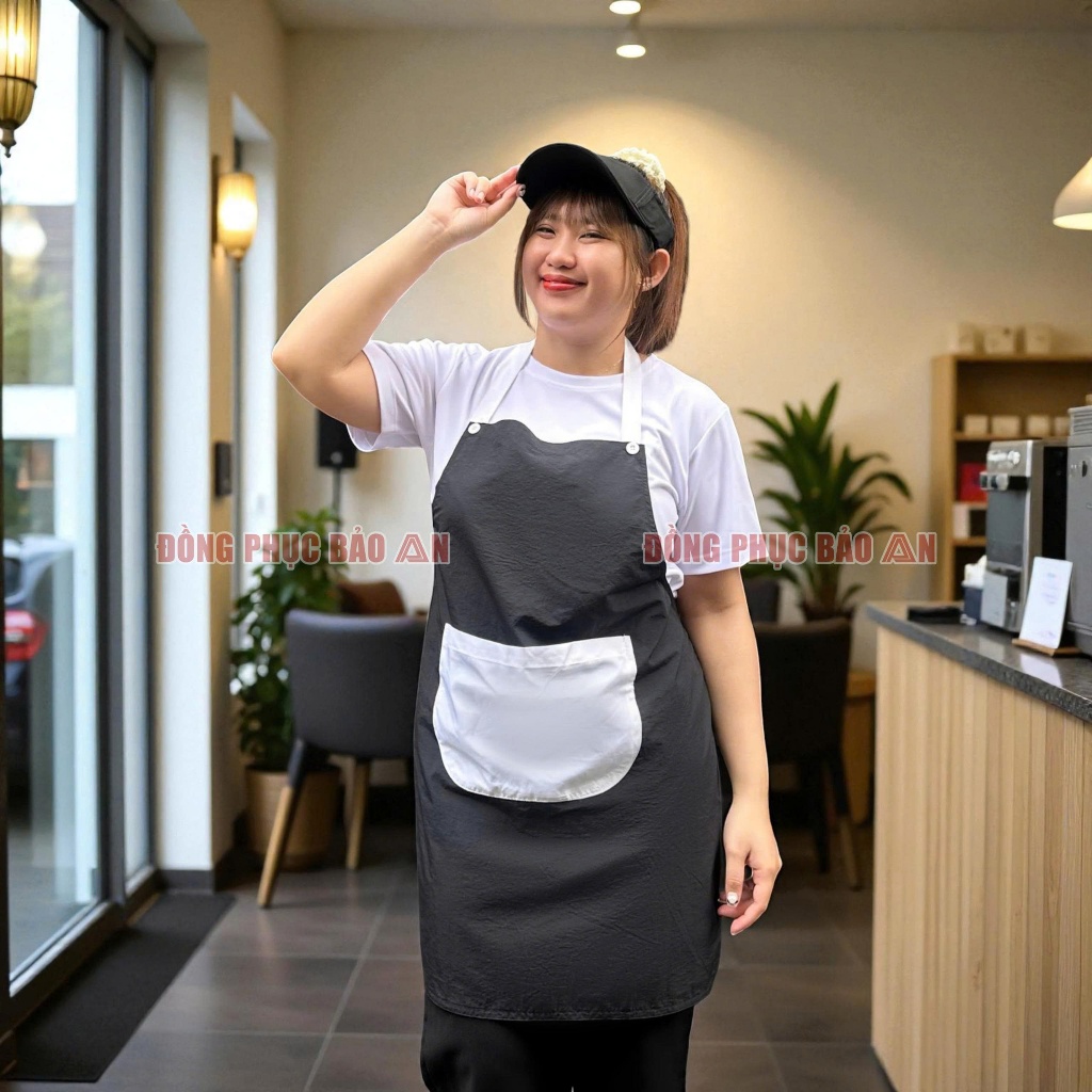 Tạp Dề Dài Chống Thấm Nước Trơn Đủ Màu Làm Đồng Phục Đơn Giản Phong Cách Hiện Đại