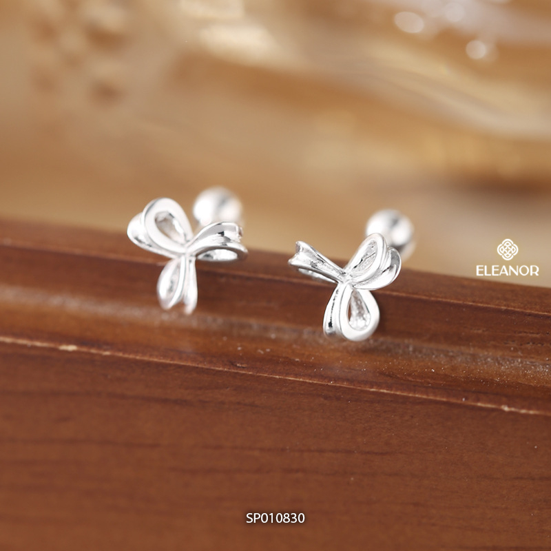 Bông tai nữ chuôi bạc 925 Eleanor Accessories hình nơ basic phụ kiện trang sức khuyên tai 10830