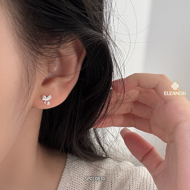 Bông tai nữ chuôi bạc 925 Eleanor Accessories hình nơ basic phụ kiện trang sức khuyên tai 10830
