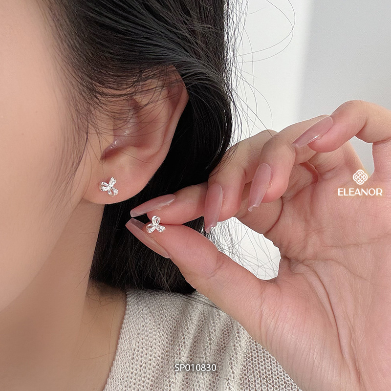 Bông tai nữ chuôi bạc 925 Eleanor Accessories hình nơ basic phụ kiện trang sức khuyên tai 10830