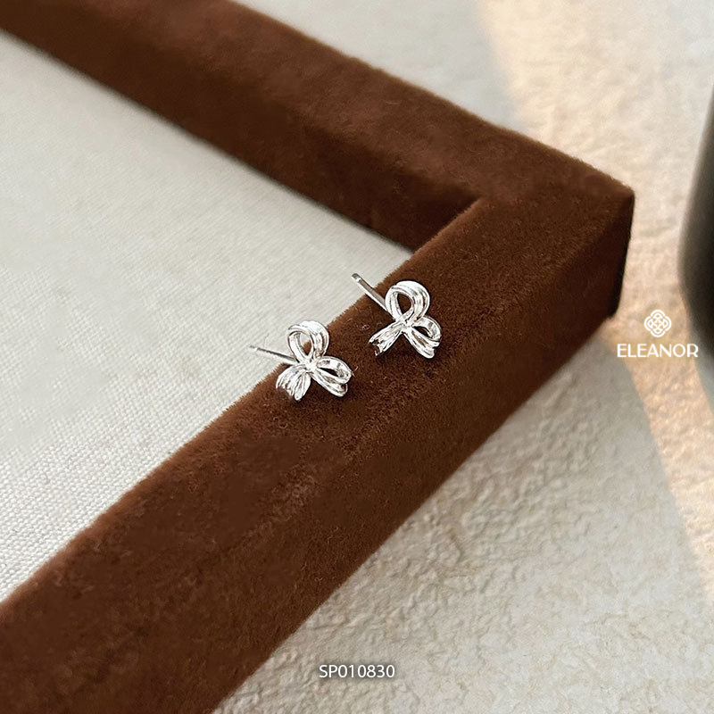 Bông tai nữ chuôi bạc 925 Eleanor Accessories hình nơ basic phụ kiện trang sức khuyên tai 10830