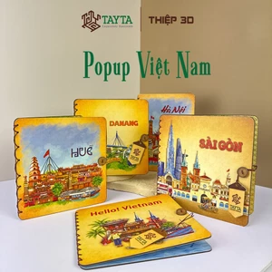 BST Thiệp Nổi 3D Popup Việt Nam Bìa Gỗ Cao Cấp Quà Lưu Niệm Hội An Hà Nội Huế Đà Nẵng TP.HCM - TAYTA